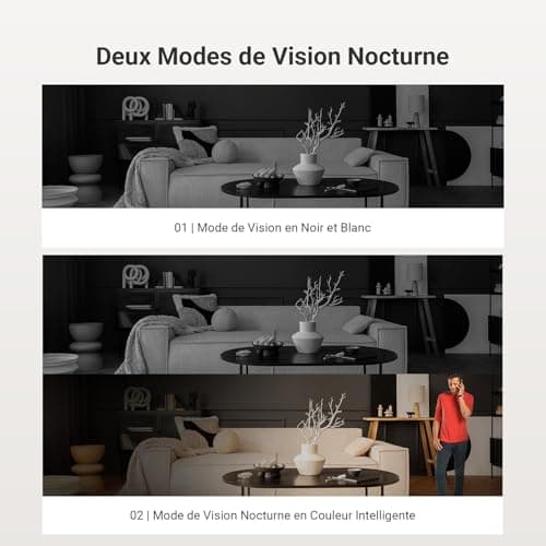 EZVIZ C6c 2K Caméra Surveillance WiFi Intérieure, Caméra 360° avec Détection Humaine AI, Suivi Intelligent, Audio Bidirectionnel, Vision Nocturne Couleur avec Lentille Starlight pour Bébé/Animaux