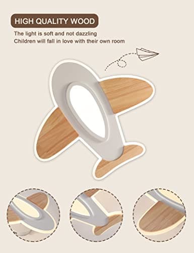 FANLG Plafonnier LED enfant, 40W 50cm Plafonnier avion créatif dimmable 3000K-6000K Lampe plafond de chambre à coucher Garçon plafonnier led moderne avec télécommande, chambre enfant,chambre bébé