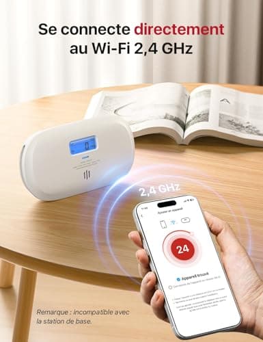 X-Sense Détecteur de Monoxyde de Carbone Connecté, Détecteur de Monoxyde de Carbone Intelligent avec Affichage Numérique LCD, Détecteur de Monoxyde de CO Portable à Emporter Partout, XC0C-iR, Lot de 1