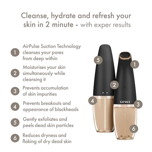 GESKE Nettoyant visage Aqua-Stream | 8 en 1 | Nettoyage des pores | Prévention impuretés | Extraction points noirs | Réduit rougeurs et sècheresse