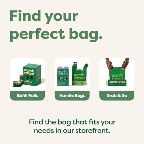 Earth Rated Sacs à crottes pour chiens, sacs étanches et extra épais, recharges en rouleaux, sans parfum, 270 sacs