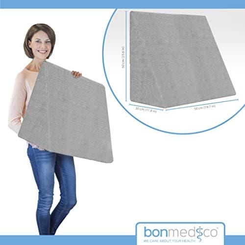 bonmedico Coussin Triangle Ergonomique Multifonction - Coussin Canapé, Lecture, Lit, Rehausseur, Cale Dos en Mousse – Gris