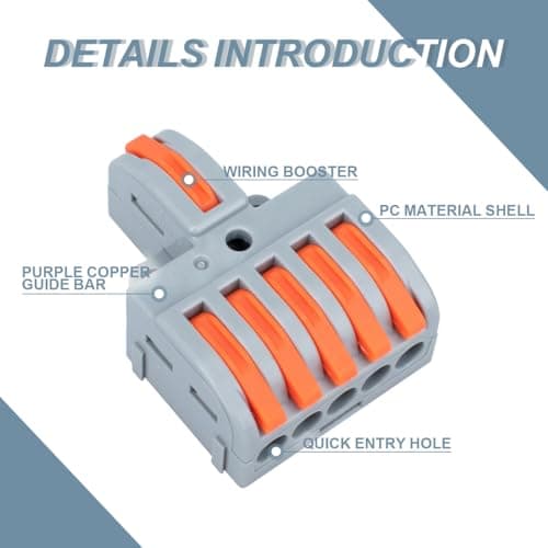 Innfeeltech 10 connexions ternimal, pince de connexion 1 - in 5 - out, avec levier, connecteur de câble, avec pince de conducteur 0,2-4 mm2, pour projets de bricolage