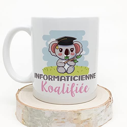 Mugffins Tasses pour INFORMATICIENNE - En Français - Cadeau original femme - Koalifié/Koalifiée - 11 oz / 330 ml