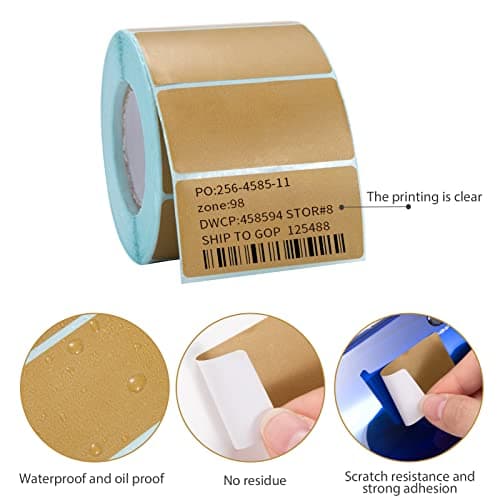 Étiquettes Autocollantes 800 Pièces Cuisine Bureau Thermiques Vierges Étiquettes d'adresse pour Confiture Bouteilles Dossier Emballages Cadeaux 60x30mm Brun
