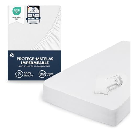 Blumtal Protege matelas 120x200 lit étanche - housse protection matelas imperméable - Protège-matelas certifié OEKO-TEX imperméable - housse matelas 120x200 sans crépitement - alèse 120x200 respirante