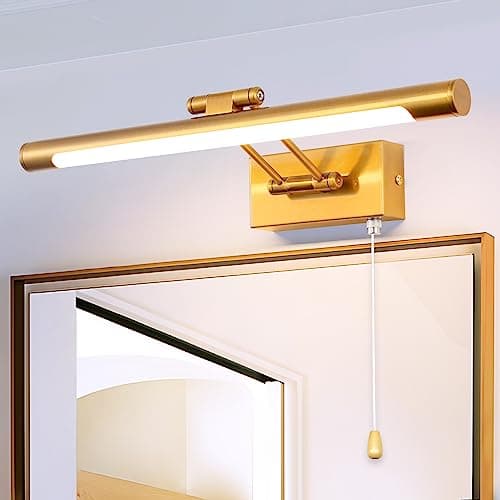 MantoLite Applique Murale 8W Applique Liseuse 40CM Interieur Laiton Salle de Bains Miroir Lampe 3000K Murale LED avec Tête de Lamp Pivotante Lampe de Lecture 900LM pour Tableaux et Vitrines Luminaires