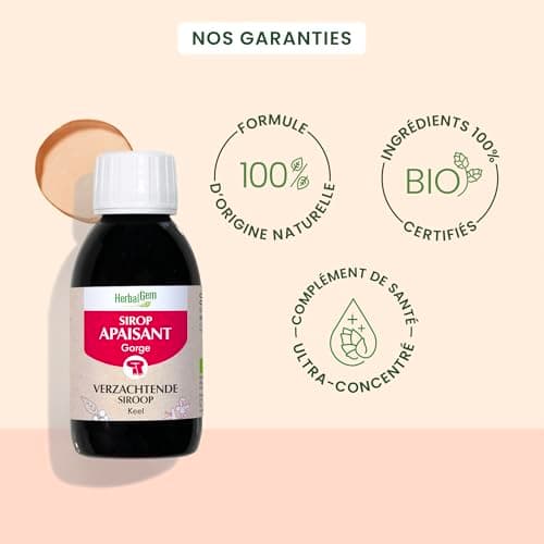 HERBALGEM - Sirop Apaisant - Gorge - Confort Des Voies Respiratoires - Enrichi Aux Bourgeons - Recette Traditionnelle - Certifié Bio - 250 ml