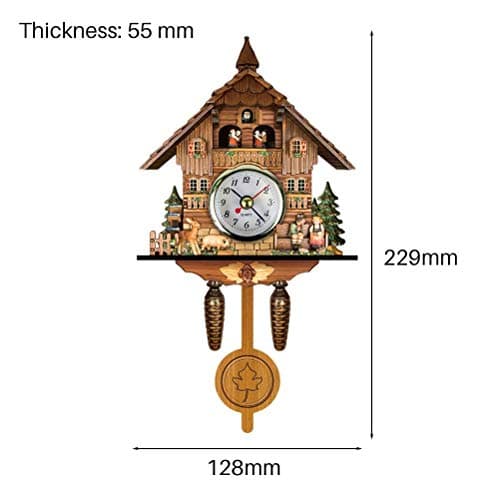 Mrisata Horloge à Coucou en Bois Traditionnelle avec Pendule en Bois Antique, Grande Horloge Murale Vintage pour Salon, Maison, Cuisine,Coucou d'oiseaux à l'heure,Pendule à Coucou de la Forêt