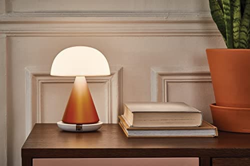 Lexon MINA L Lampe Champignon LED sans fil rechargeable, lampe à poser avec 9 couleurs de lumière avec variateur d'intensité, tactile et rechargeable, jusqu'à 24h d'autonomie - Orange