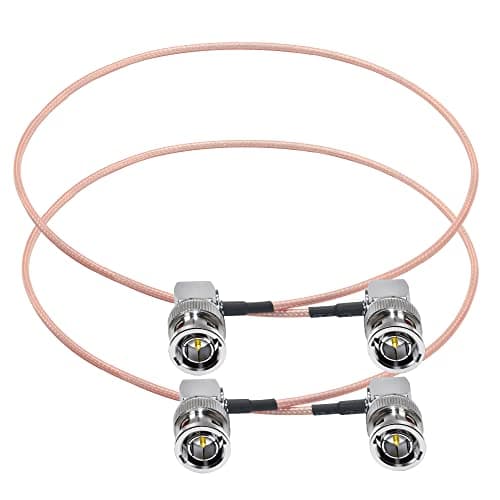 TUOLNK Câble coudé BNC 75ohm BNC mâle à angle droit vers BNC mâle à angle droit Câble d'extension d'extension RG179 20 pouces (50 cm) Antenne WIFI Pigtail Jumper Câble coaxial vidéo HD SDI 2 Pack