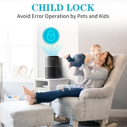 AIRTOK Purificateur d'air avec éponge parfumée, Purificatore d'aria H13 HEPA élimine 99,97% de la poussière, de la fumée et des odeurs d'animaux, air purifier avec veilleuse | 3 niveaux de vitesse