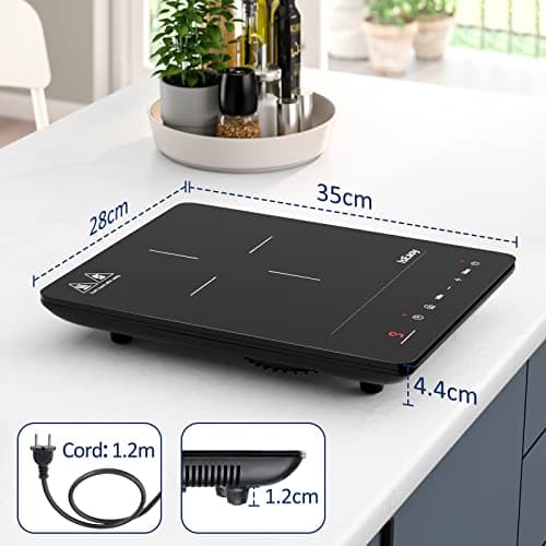 Plaque à Induction Portable, Plaque de Cuisson à Induction 2100W, Table Induction 1 Foyers, Avec Minuterie, Verrou Enfants (Plaque 1 Feux -B)