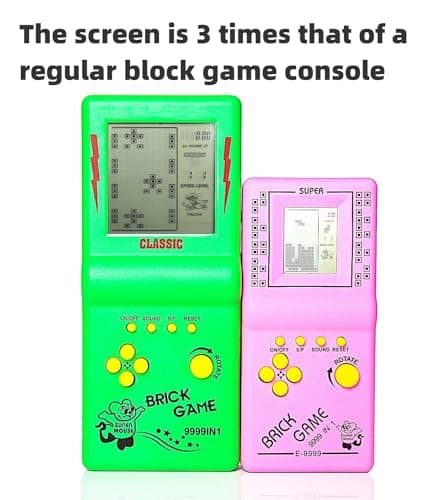 CZT Nouvelle Console de Jeu en Brique Grand écran Puzzle Nostalgique Classique Intégré 23 Jeux Vitesse/Difficulté Réglable Alimenté par 2 Piles AA (Non incluses) Meilleur Cadeau (Vert)