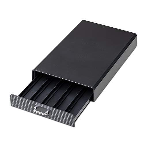 Navaris Tiroir à Capsule de Café - Rangement Support pour Dosette Machine à Café Nespresso - Distributeur Range-Dosette 50 Capsules - Noir