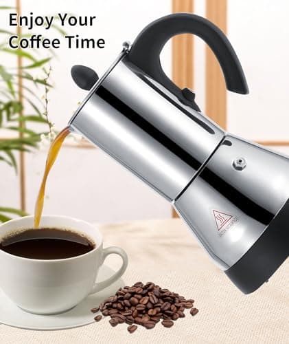 Cafetière Italienne, Machine à expresso sur la cuisinière, cafetière électrique à café expresso en acier inoxydable de 300 ml, cafetière électrique, machine à expresso pour cappuccino expresso