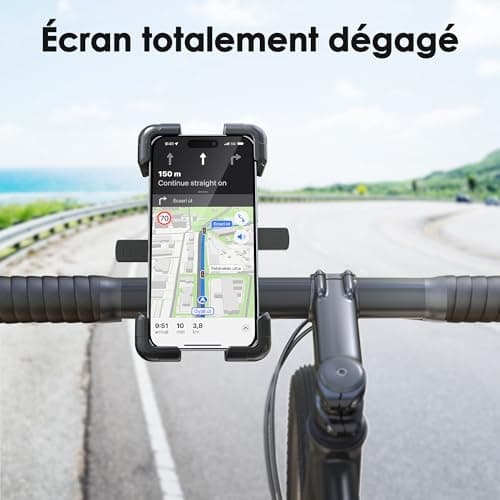 Support Telephone Moto Velo, Porte Telephone Velo, Support Téléphone Vélo à 360° Rotation, Estralia Support Telephone Trotinette Electrique, Scooter, VTT Compatible avec les Téléphone de 5.5'' à 7.0''