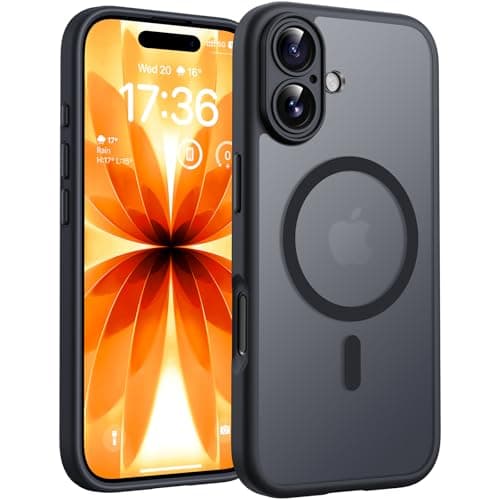 TOCOL Coque Magnétique pour iPhone 17 6,3 Pouces, Compatible avec MagSafe, Anneau Magnétique Intégré, Protection de l'objectif améliorée, Coque Mat Translucide Fine Antichoc, Noir