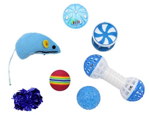 Aimé | Lot de 7 Jouets pour Chat | Jouets pour Chat Intérieur et Extérieur | Jeux pour Chat Variés et Amusants | Facile à Ranger et à Transporter | Convient à tous les Chats