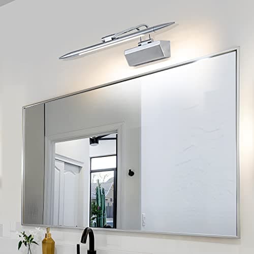 TYhogar Dimmable Applique 42CM IP44 Vanité Salle De Bains Miroir Lumières Intérieur Éclairage 6W 4000K Chrome Poli Appliques Murales Lampes de Lecture Moderne Appliques Pour Tableaux et Vitrines