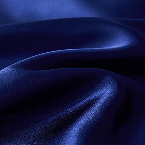 Housse de Couette 200x200cm Satin Unie Bleu Parure de Lit 2 Personnes Adulte Confortable Soie Lisse Literie avec 2 Taies d'oreiller 65x65cm avec Fermeture à Glissière