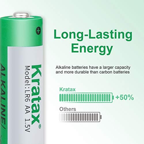 Kratax Pile alcaline AA 1,5 V LR6 [Pack de 24]