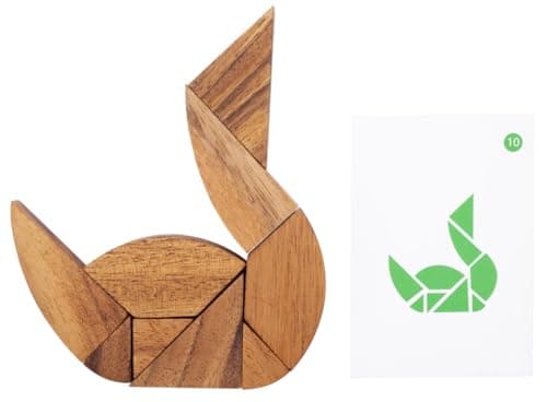 Engelhart - 350102 - Double Tangram en Bois Œuf - Puzzle en Bois - Jeu en Bois Ecologique - 1 et 2 Joueurs - 4 Ans et Plus
