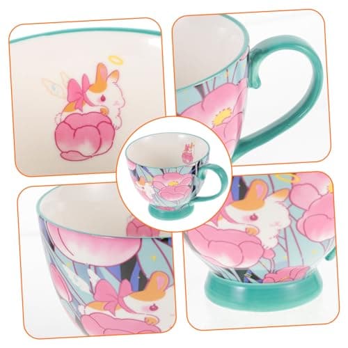 CIYODO Tasse à fleur lapin mug ceramique tasses à amusement mugs tasse à au lait tasse kawaii au lait mugs tasses mignonnes tasse mignonne tasse d'eau céramique