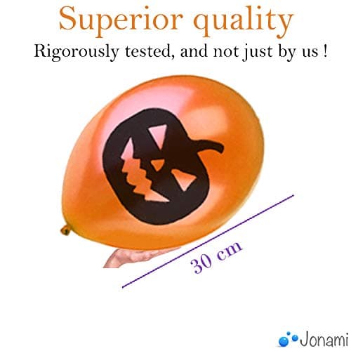 Jonami Deco Halloween Decoration Halloween - Happy Halloween Banderole Banniere, Guirlandes Citrouilles et Araignees, Photomaton Photoboot Props, Ballons Noir Orange avec Fantomes