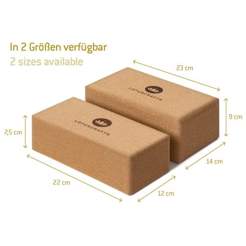Lotuscrafts bloc de yoga en liège Supra Grip - fabriqué écologiquement - bloc de yoga en liège naturel - bloc en liège pour yoga et pilates - bloc de yoga pour débutants et avancés - Large