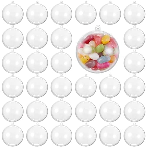 THE TWIDDLERS - 48 Boules Transparentes à remplir pour Sapin de Noël, décorations de fête de Noël, Loisirs créatifs, décorations – 8 cm