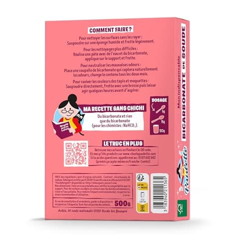 Paulette - Bicarbonate de Soude - Nettoie en Douceur, Ravive les Couleurs, Neutralise les Mauvaises Odeurs - Authentique et Naturel, Ecocert - 500gr
