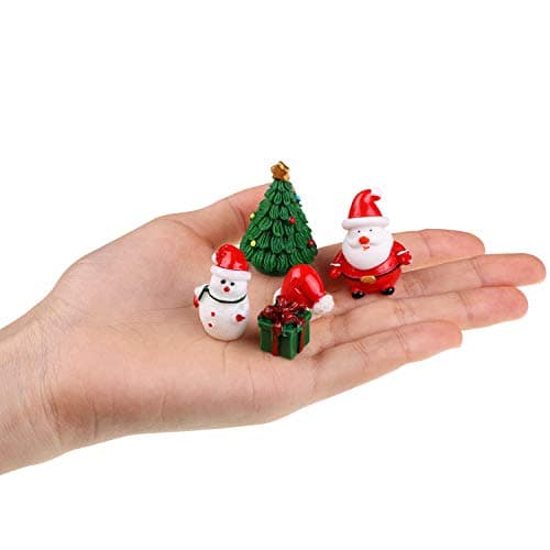 BBTO 43 Pièces Ornements Miniatures de Noël Mini Ornements de Sapin de Noël Bonhomme de Neige Clochette Ours Cabane Château Flocon de Neige pour Les Décorations de Fête de Noël