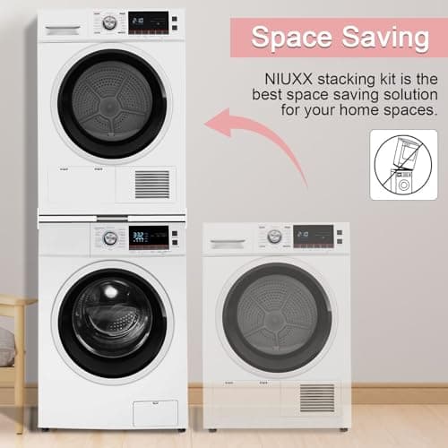 NIUXX Universel Kit de Superposition pour 46-66cm Lave-linge et Sèche-linge, Kit D’empilage pour Machine à Laver, Cadre Intermédiaire pour Laver, Sèche-Linge Kit Intermédiaire avec Sangles à Cliquet