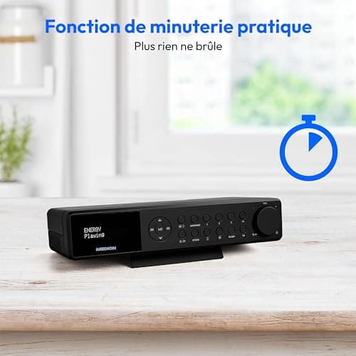 Radio de Cuisine encastrable MEDION E6660 (Radio de Cuisine Dab+, Radio FM PLL, Bluetooth, Barre Lumineuse LED, encastrable, minuterie de Cuisson, Affichage de l'heure) Noir