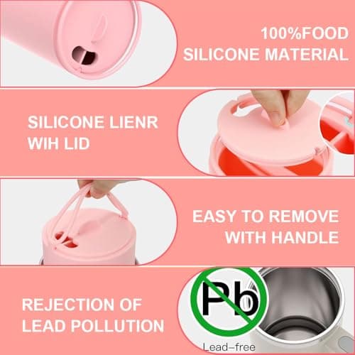 TOEECY Stanley Cup Accessoires 2 en 1 avec doublure en Silicone Intérieur Séparateur Réutilisable Paille Insérable pour Gobelet 40 oz (Rose)