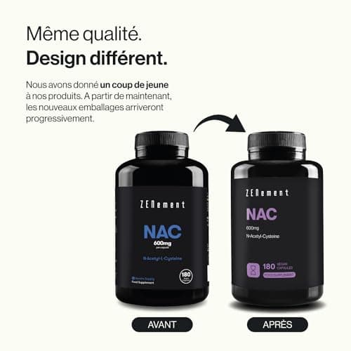 NAC N-Acétyl-Cystéine 600 mg - 180 Gélules Véganes | Approvisionnement de 6 Mois | Haute Pureté et Biodisponibilité | Sans Additifs | Végan | Zenement