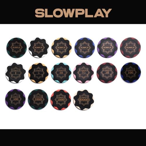 SLOWPLAY Nash Jetons de Poker en Argile | Rouleau de 50 jetons Bleu, 14g | numérotée Jetons pour Poker Texas Holdem | Conception et Fabrication exquises (1)