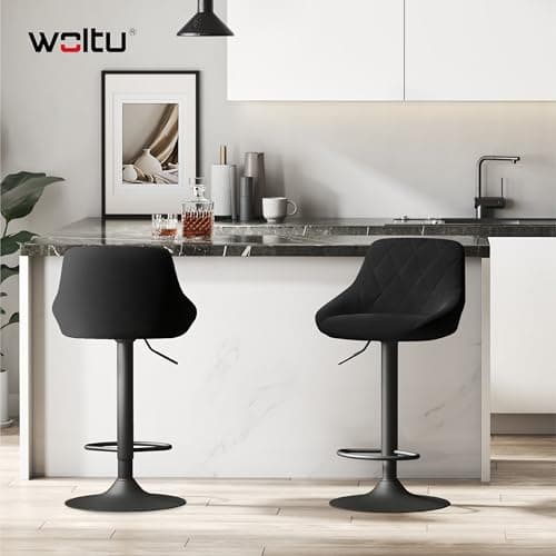 WOLTU 1 x Tabouret de Bar en Velours Hauteur réglable,Noir BH219sz-1