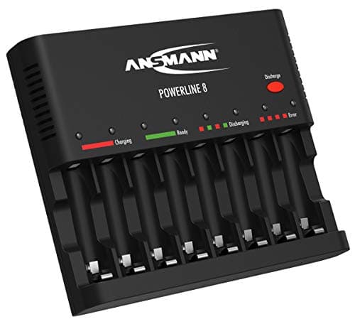 ANSMANN Chargeur de Piles Powerline 8 (1 PCE) – Chargeur Intelligent pour 1 à 8 Piles rechargeabkes NiMH AA/AAA – Chargeur Auto avec Programme de Charge et décharge