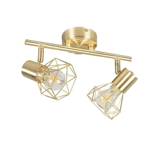 QAZQA mosh - Spot plafond, plafonnier - 2 lumière - L 34 mm - Laiton - Moderne - éclairage intérieur - Salon I Chambre I Cuisine I Salle à manger