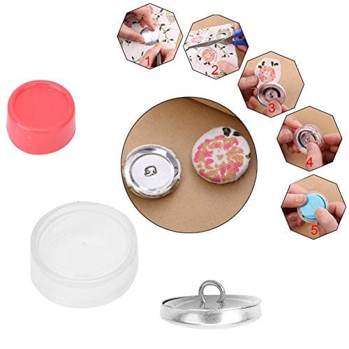HEEPDD Kit de Boutons de Couverture, Kits de Boutons Couverts Kits de Bricolage de Bouton de Bricolage Tissu Solide Boutons à Dos Plat recouverts 1 Ensemble d'outils de Boucle 10 Ensembles(25 mm)