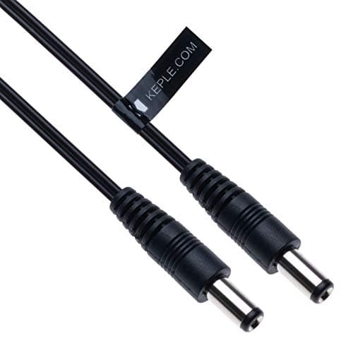 Gleichstrom-Verlängerungskabel DC Netzteil mit 2,5mm / 5,5mm Stecker 0.5m Anschluss CCTV-Netzkabeladapter Kompatibel mit CCTV Security Camera, IP Camera, DVR Standalone, LED Strip, Monitors (Schwarz)