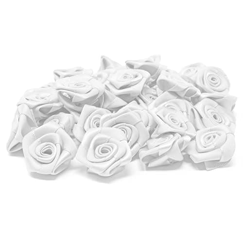 Fleurs de décoration à ruban de satin rose de 25 mm