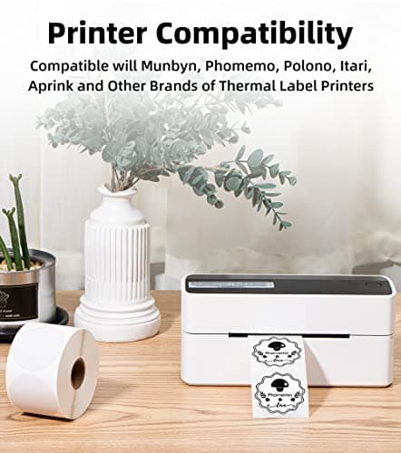 Phomemo Lot de 750 étiquettes rondes roses - Compatible avec MUNBYN, Phomemo, Polono, Imprimante d'étiquettes sans BPA - Étiquettes thermiques autocollantes pour logo, code