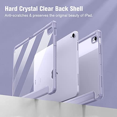 FINTIE Coque pour iPad Air 11 Pouces M3/M2 (2025/2024), iPad Air 5/4 10.9 Pouces (2022/2020) - [Rangement de Stylet] Housse Transparente Claire Etui Antichoc Veille/Réveil Auto, Lilas