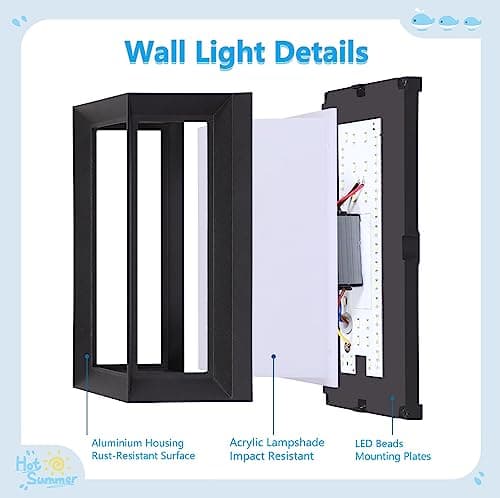 Tealight Applique Murale LED Exterieur/Interieur, 18W Applique Exterieure IP65 Etanche, 6500K Blanc Froid Lampe Murale Modernes en Aluminium pour Jardin, Terrasse, Patio, Couloir, Chambre