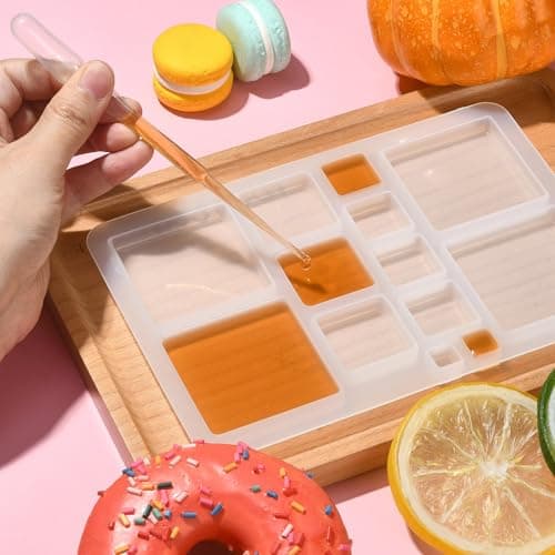 UR URLIFEHALL Lot de 5 moules carrés en silicone pour cabochon en résine pour bijoux, loisirs créatifs, décoration d'intérieur, loisirs créatifs