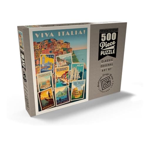 MyPuzzle Italy : Viva Italia ! Collage, Affiche Vintage - Premium 500 Pièces Puzzle - Collection spéciale MyPuzzle de Anderson Design Group