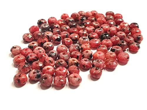 Lot de 30 perles en agate à facettes, rondes, semi-précieuses, 4 mm, jaspe rouge